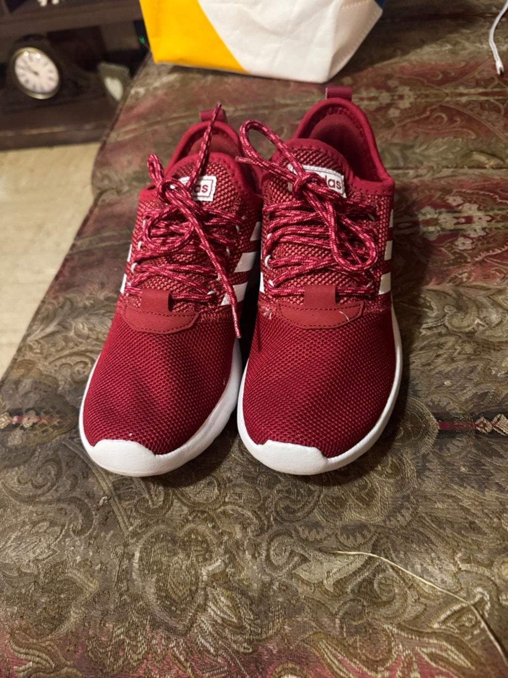 adidas Red Mesh Sneakers with White Stripes